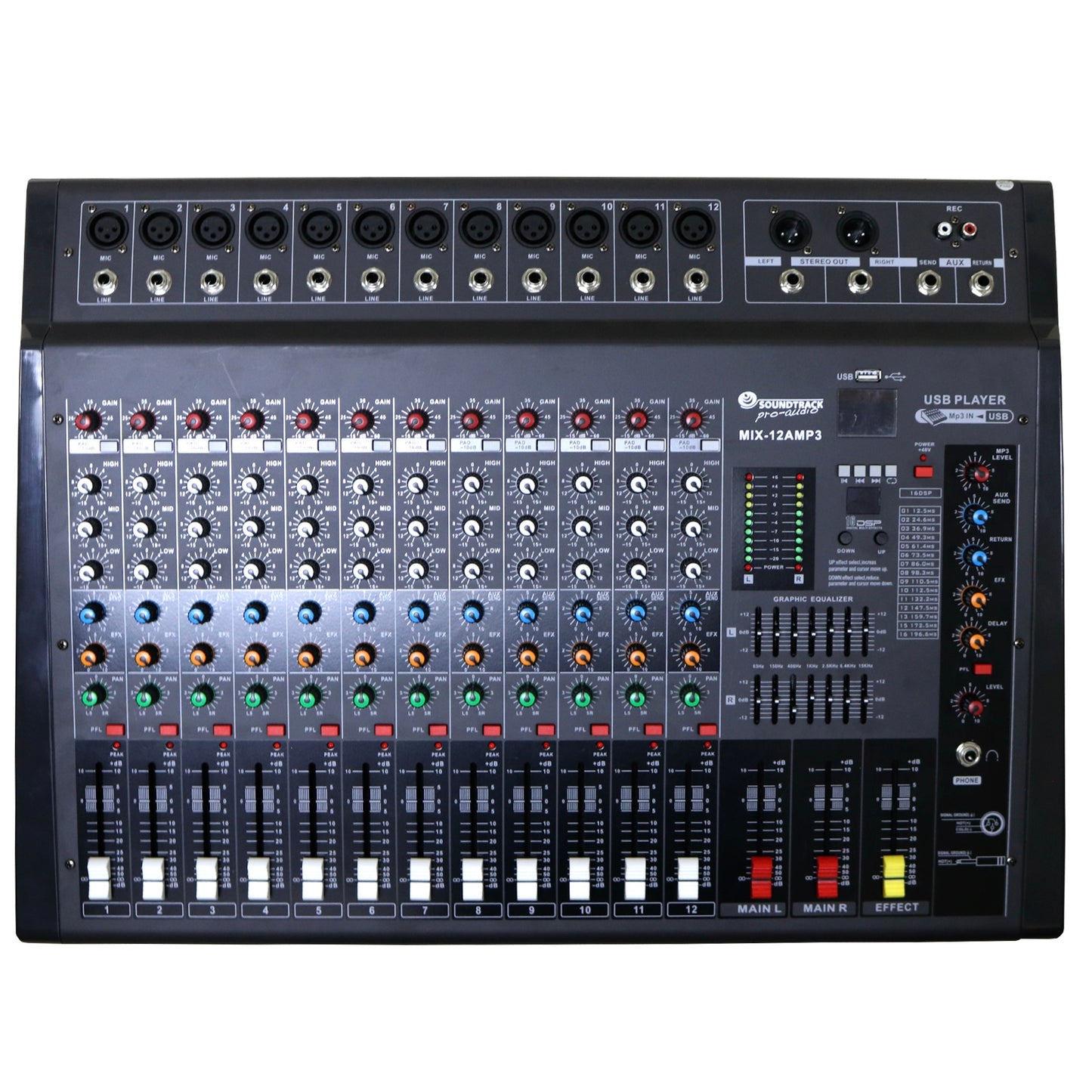 Soundtrack 12Ch XLR Powered Mixing Console MIX-12AMP3