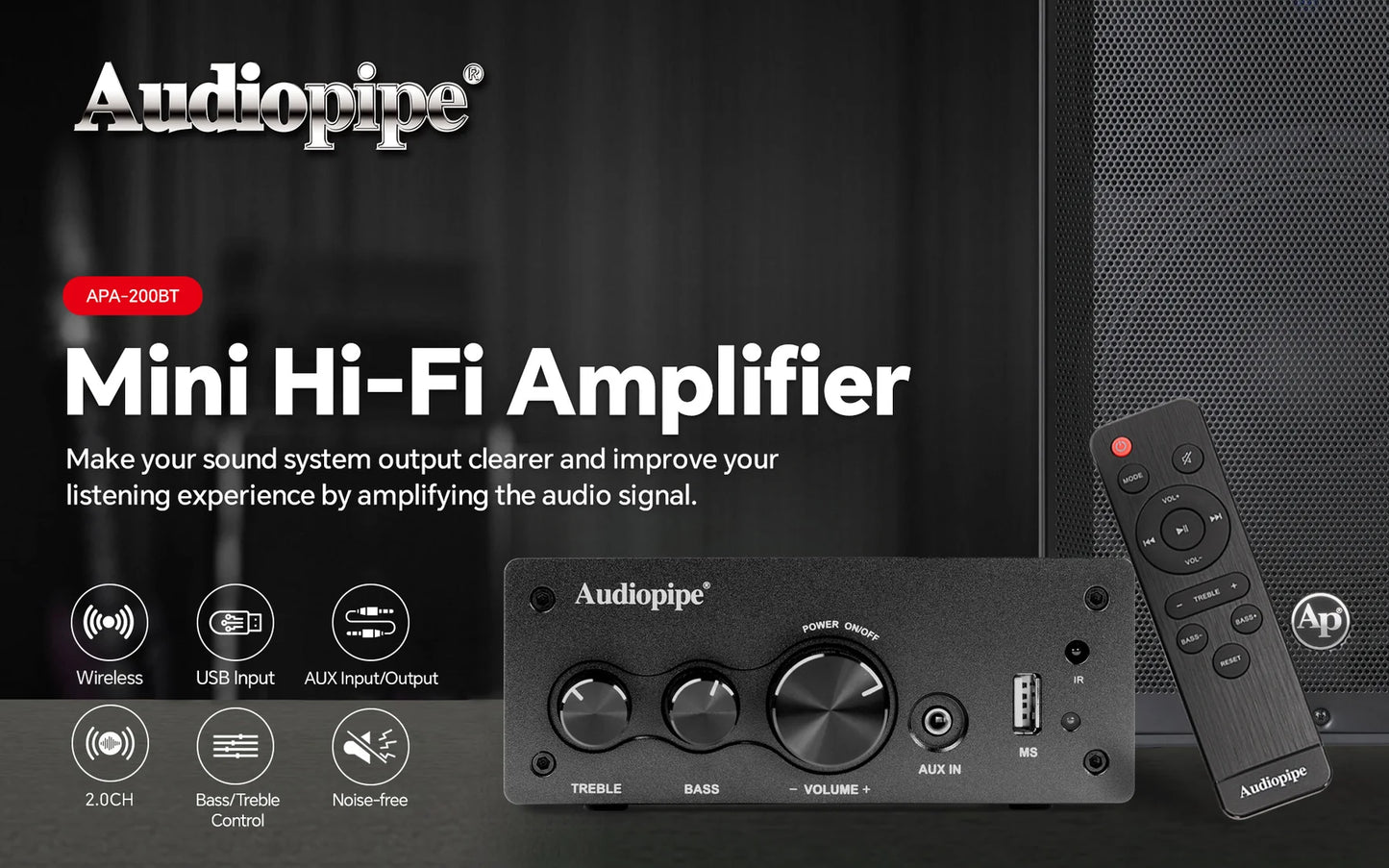 Audiopipe Mini HI-FI Amplifier APA-200BT