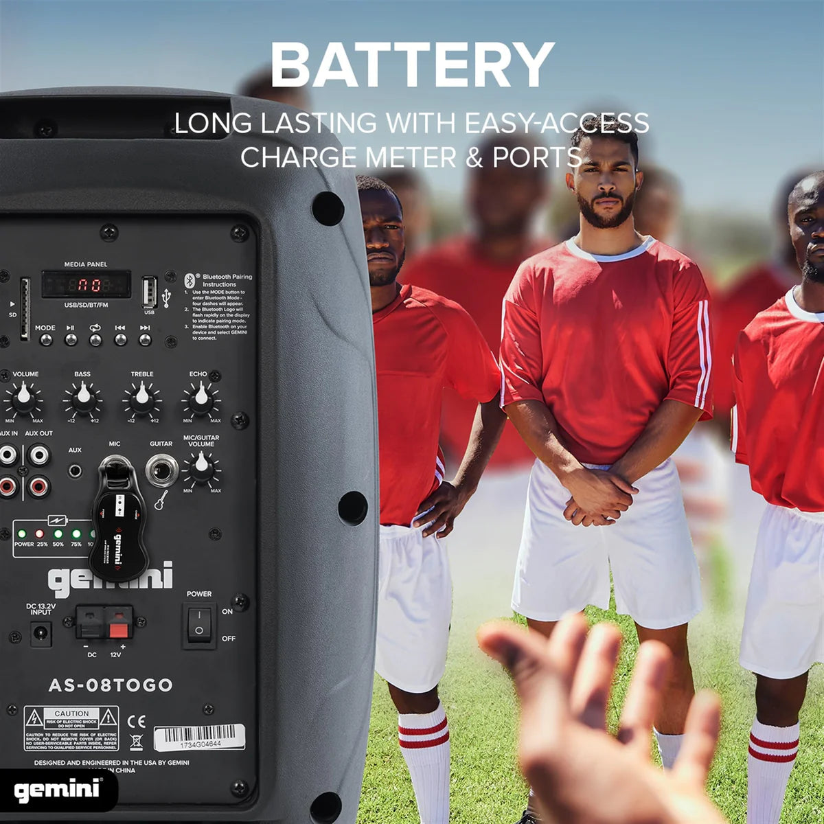 Gemini 8" Portable Powered Bluetooth Speaker AS-08TOGO