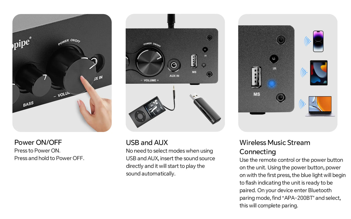 Audiopipe Mini HI-FI Amplifier APA-200BT