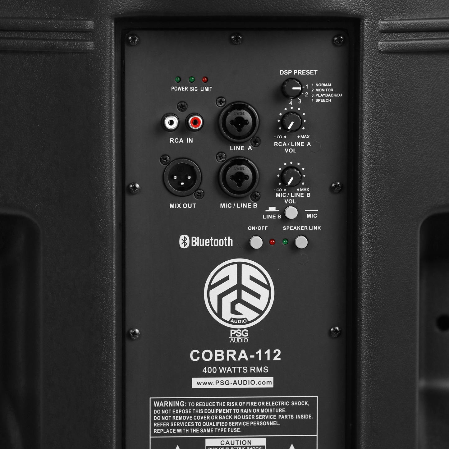 PSG Audio 12" Powered Speaker 1600 Watts with Bluetooth COBRA 112