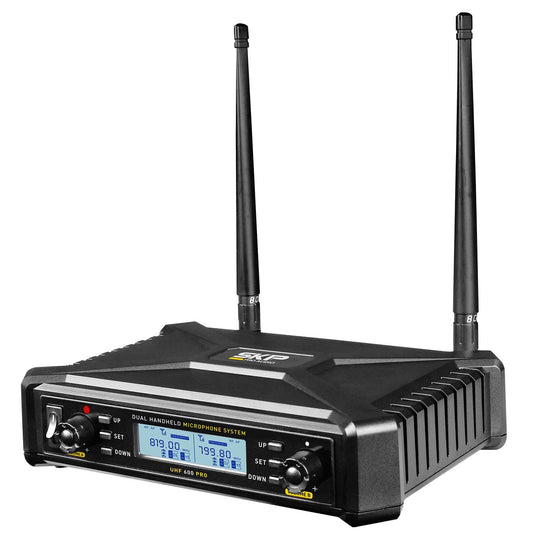 SKP Dual Handheld Microphone System with Case UHF-600PRO