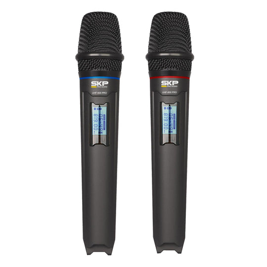 SKP Dual Handheld Microphone System with Case UHF-600PRO