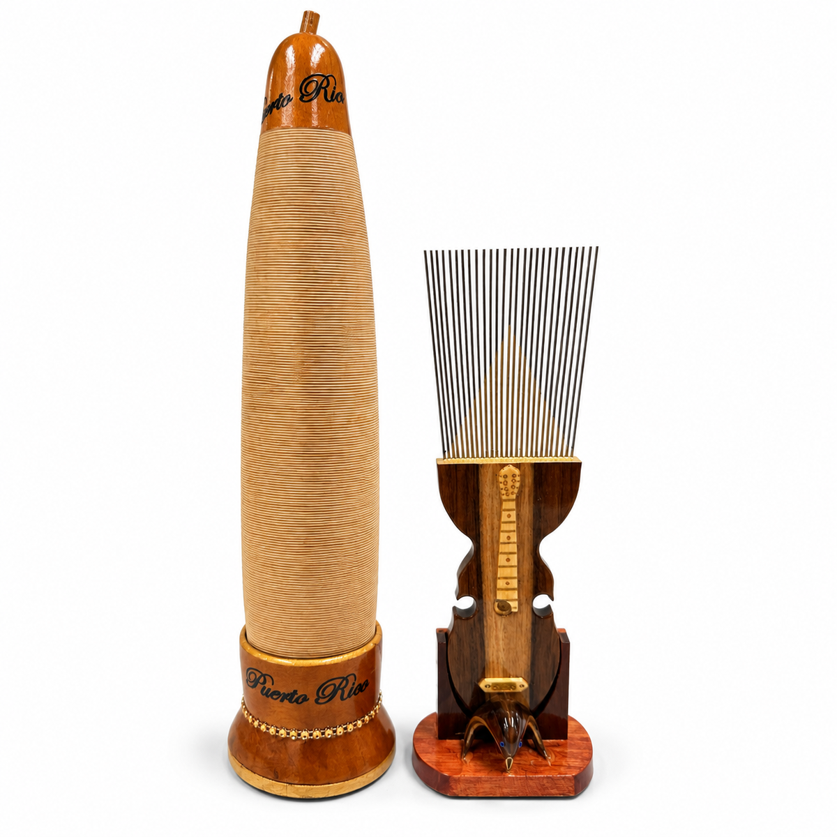 Mr. Santiago Set Profesional de Güiro Artesanal Puertorriqueño – Kit Completo con Puyero de Cuerdas de Piano, Base