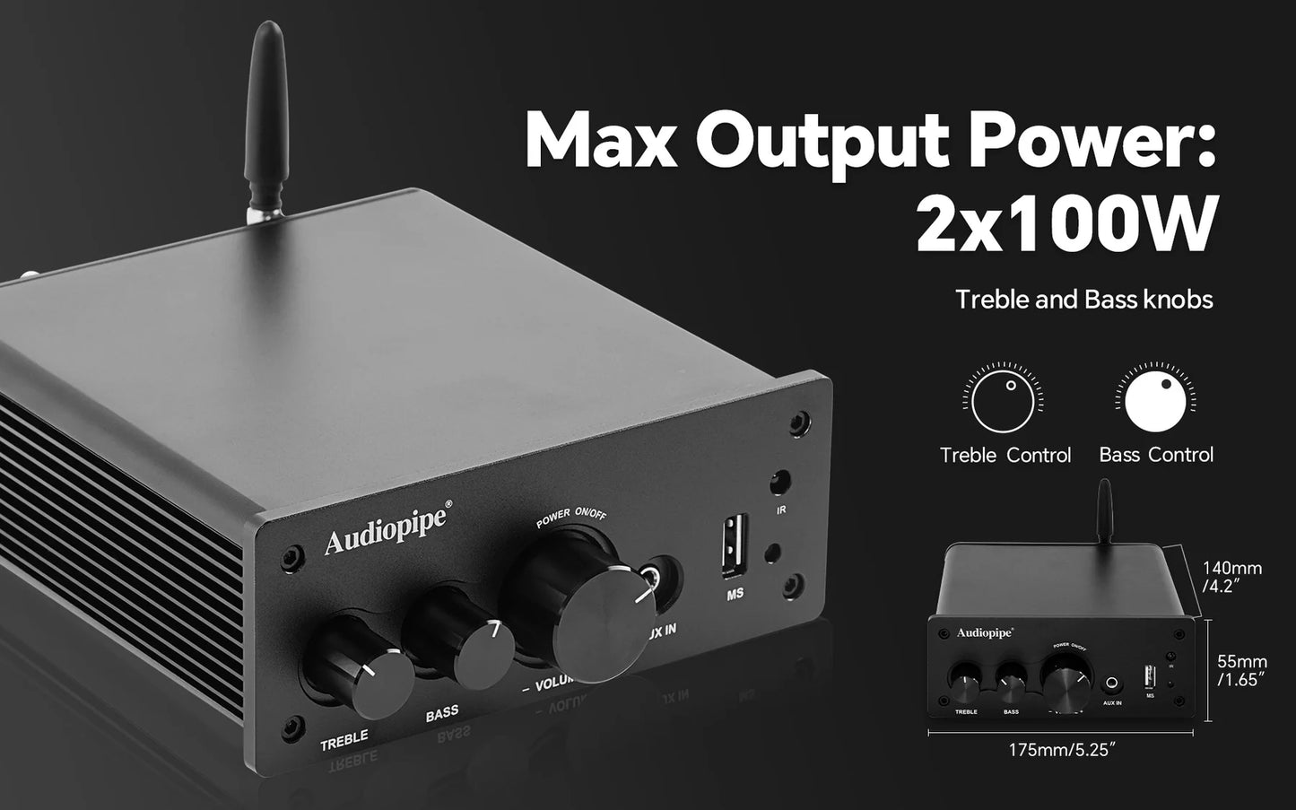 Audiopipe Mini HI-FI Amplifier APA-200BT