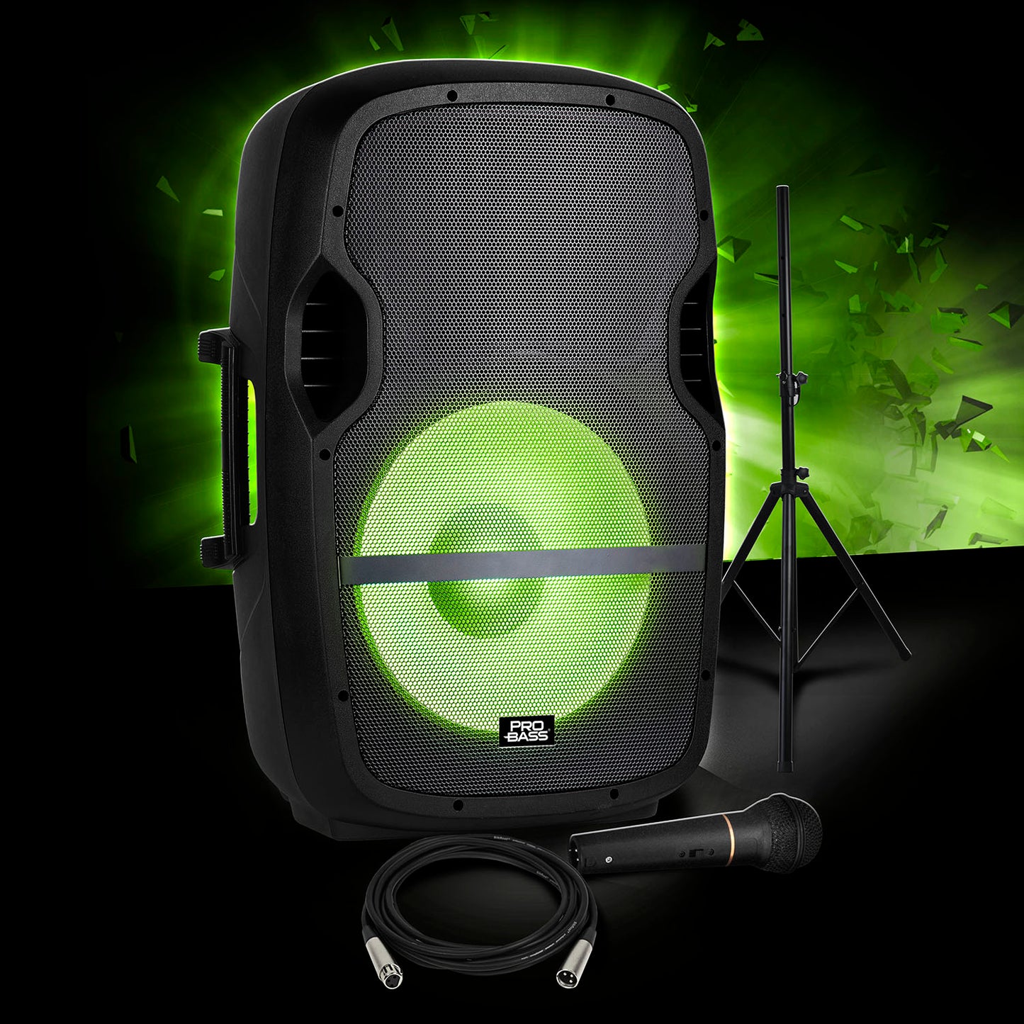 Pro Bass Powered Speaker Combo Stand and Microphone ELEVATE-LP