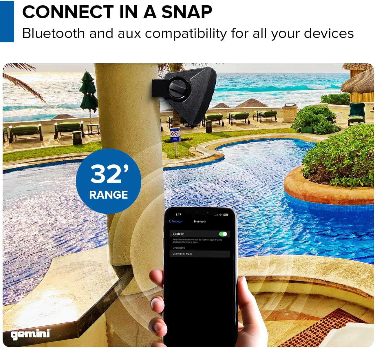 Gemini Wall Mount Weatherproof Bluetooth 4” Speakers GHSI-W400BT