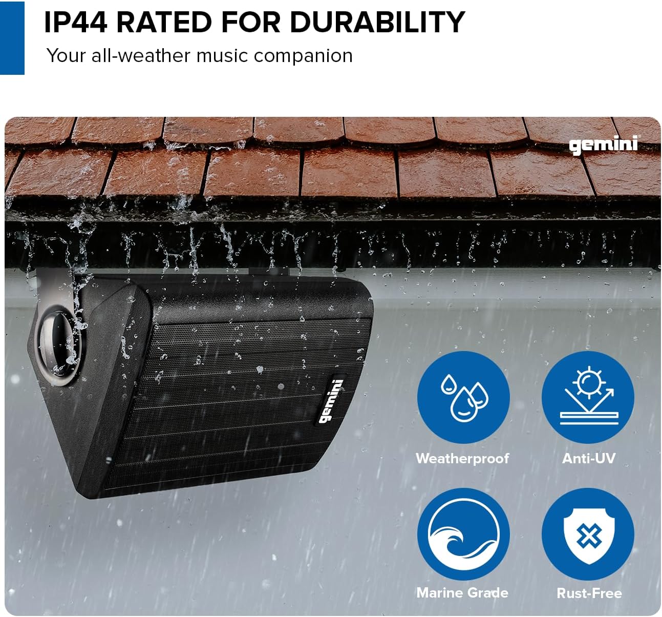 Gemini Wall Mount Weatherproof Bluetooth 4” Speakers GHSI-W400BT