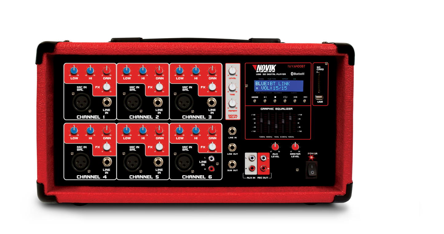 Novik Neo Cabinet Powered Mixer 6 CH NVK-6400BT