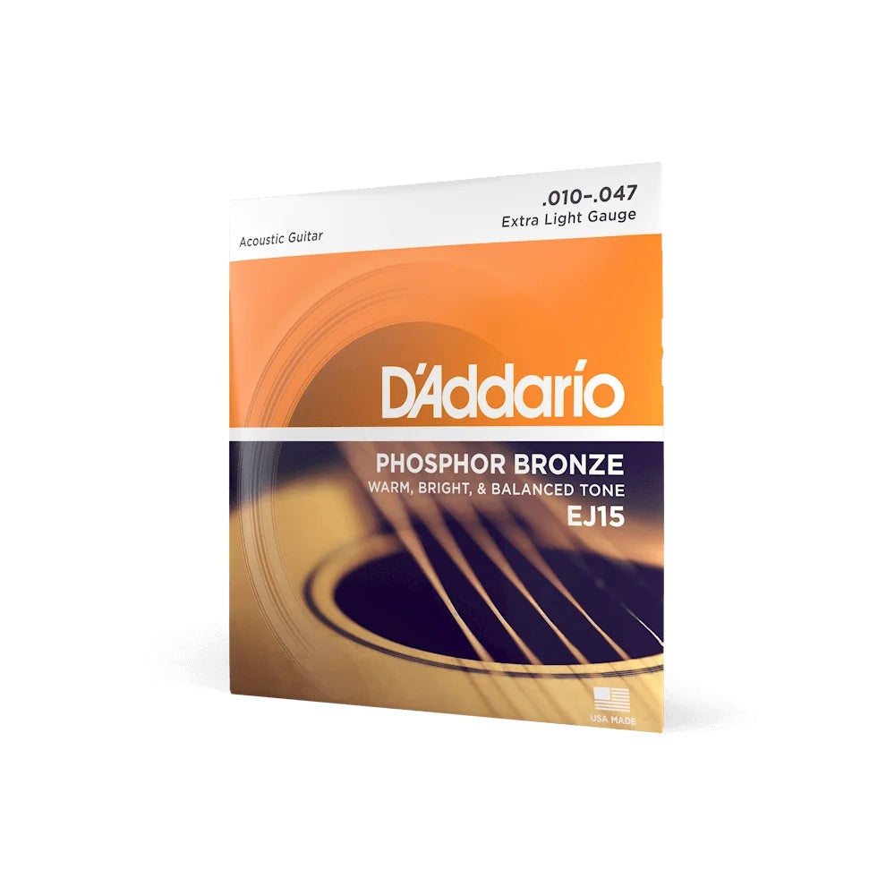 D'Addario EJ15 Phosphor Bronze Extra Light acoustic guitar strings 10-47