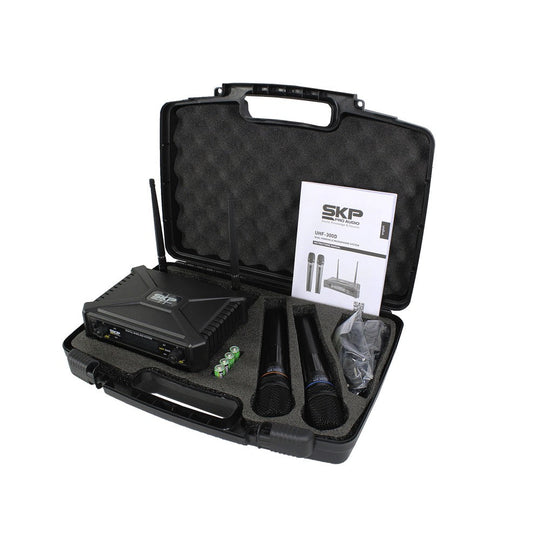 SKP Dual Handheld Microphone System with Case UHF-300D