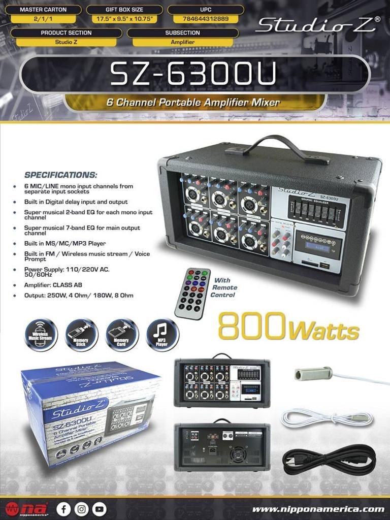 Studio Z 6-Channel Powered Head Mixer SZ-6300U