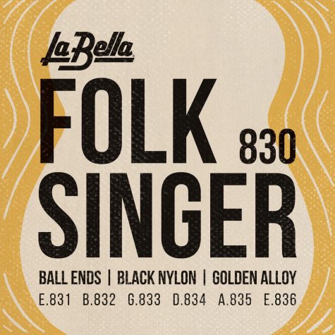 La Bella 830 Folk Singer Black Nylon Classical Guitar Strings with Ball End