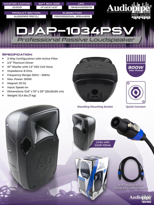 Audiopipe Passive Loudspeaker DJAP-1034PSV