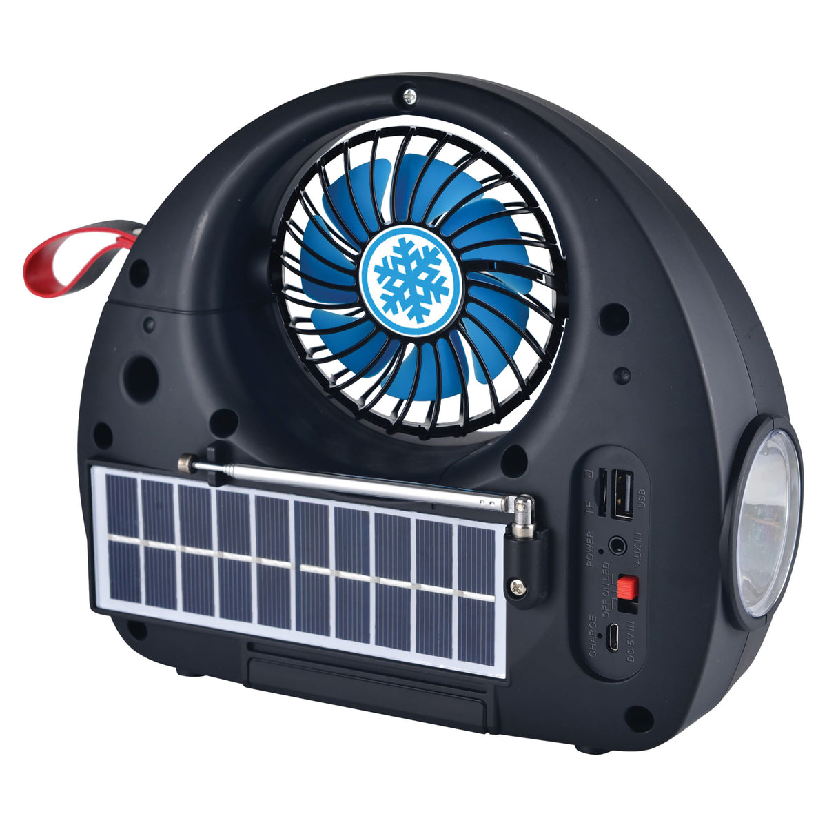 QFX Solar Panel Cooling Fan, Bluetooth, Radio, Flashlight R-40