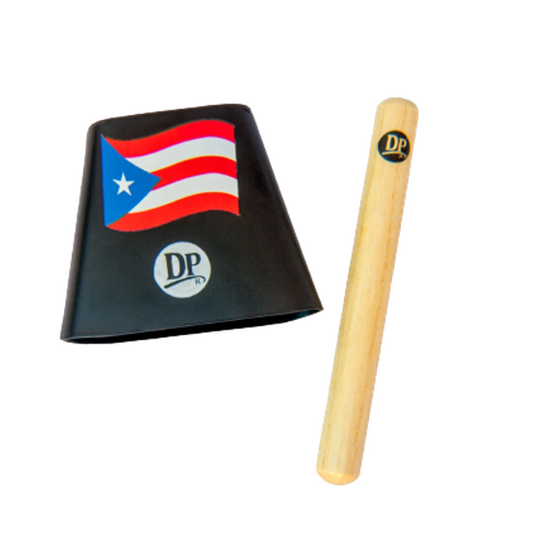 DP 4" Black Handheld Cowbell With PR Flag DP-C4BF