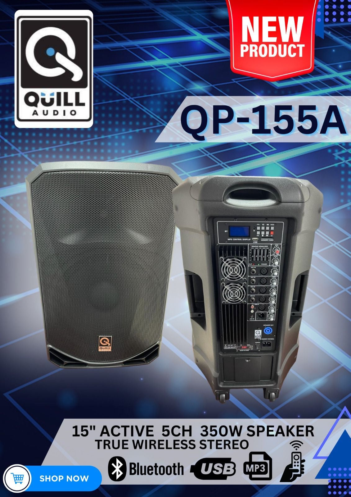 Quill Audio Powered Speaker 15” 5CH QP-155A