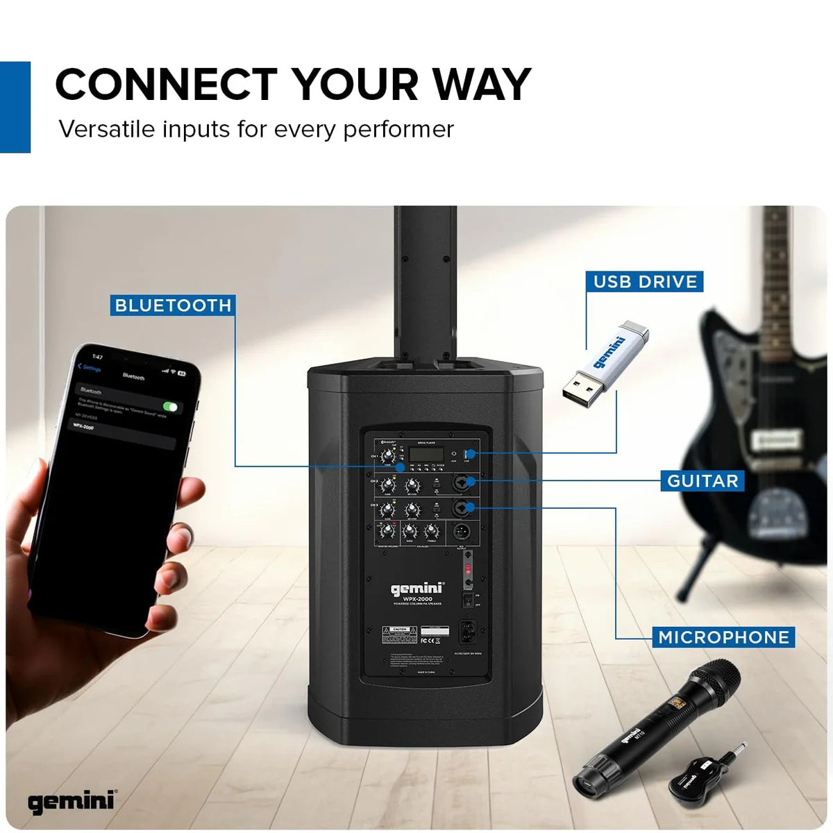 Gemini Active Column Array Speaker System WPX-2000