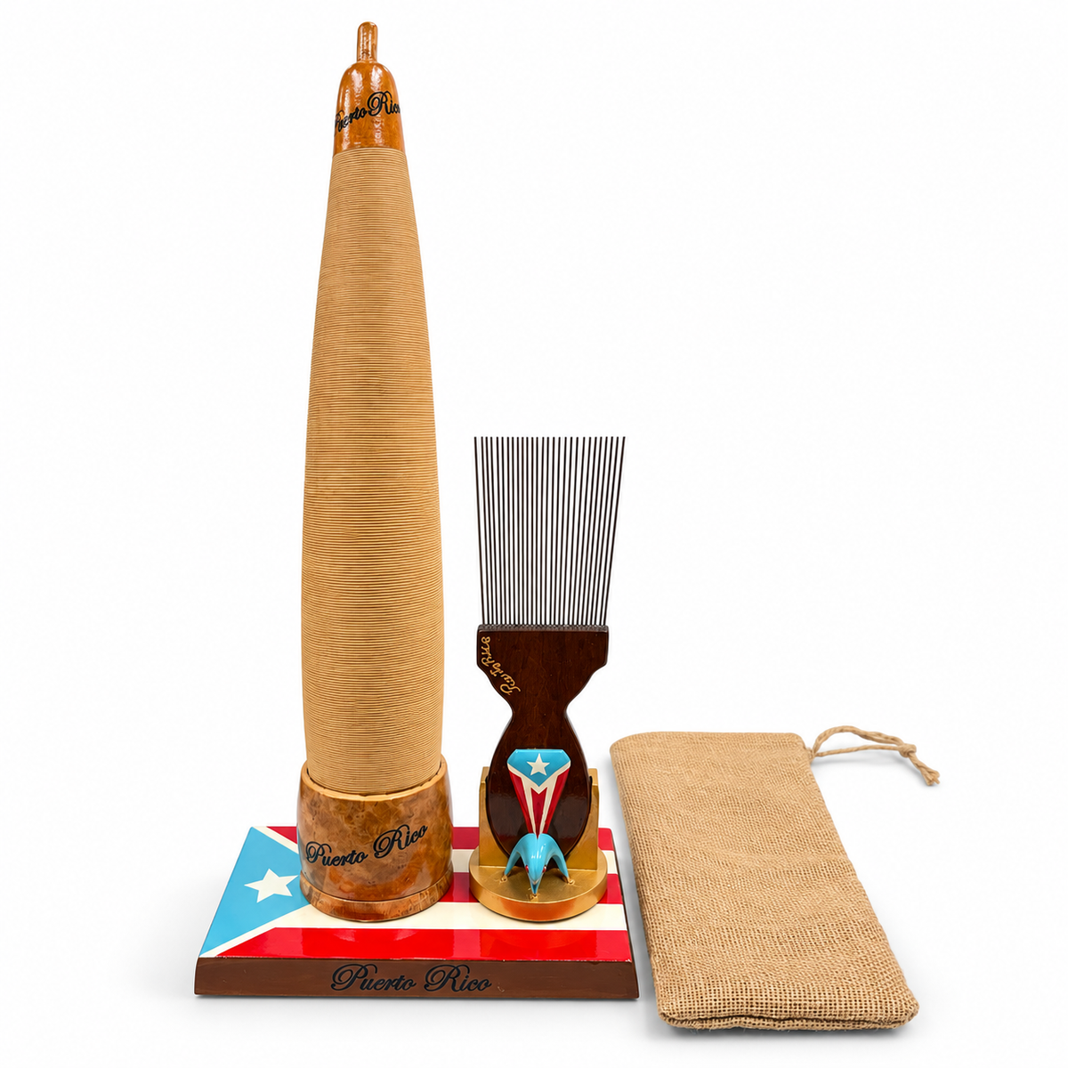 Mr. Santiago Set Profesional de Güiro Artesanal Puertorriqueño – Kit Completo con Puyero de Cuerdas de Piano, Base