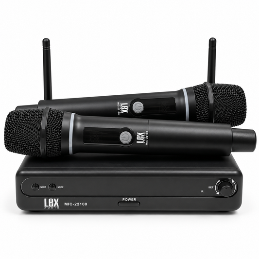 LEX Professional Dual UHF Wireless Microphone System with XLR & 1/4” Outputs