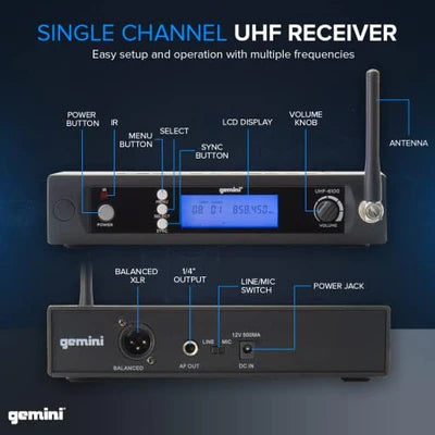 Gemini Wireless Microphone UHF-6100M-R2