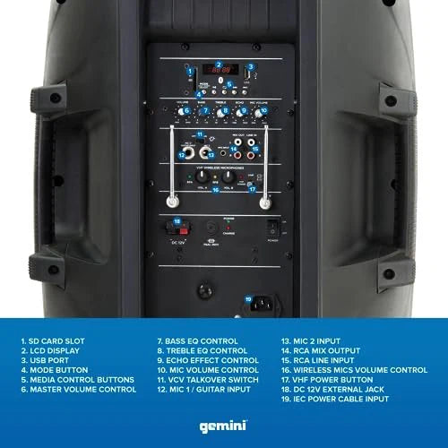 Gemini 15" Active Battery Powered Loudspeaker ES-15 TOGO