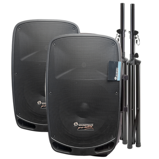 Soundtrack Pro Audio Combo Dual Speaker 15” Stands and Cables AS-450SYS