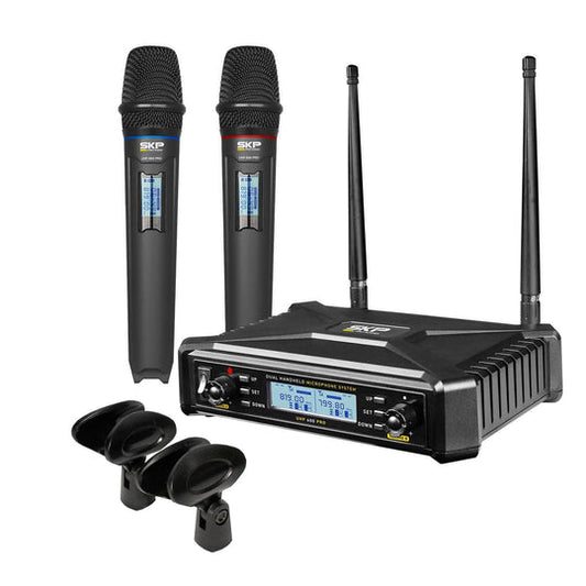 SKP Dual Handheld Microphone System with Case UHF-600PRO
