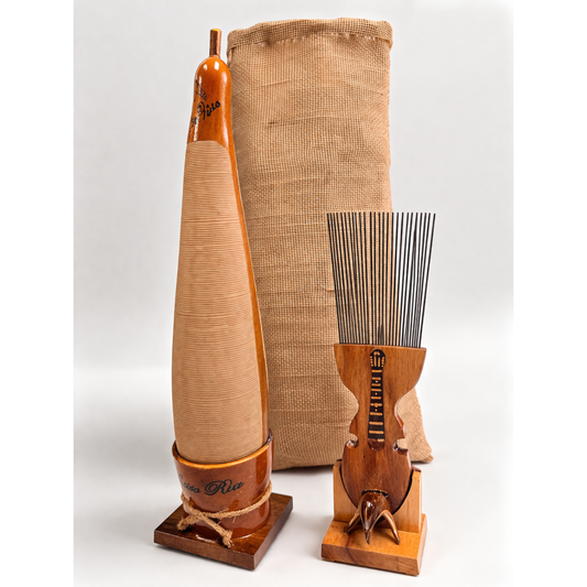 Mr. Santiago Set Profesional de Güiro Artesanal Puertorriqueño – Kit Completo con Puyero de Cuerdas de Piano, Bases y Sacos