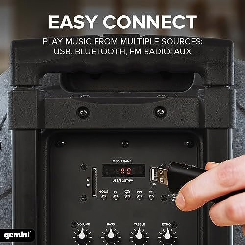 Gemini 12" Portable Powered Bluetooth Speaker AS-12TOGO
