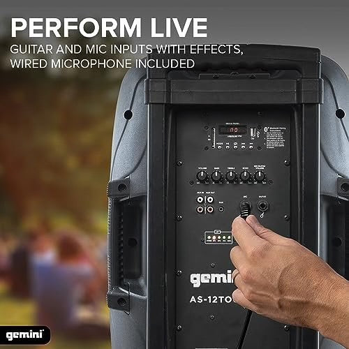 Gemini 12" Portable Powered Bluetooth Speaker AS-12TOGO