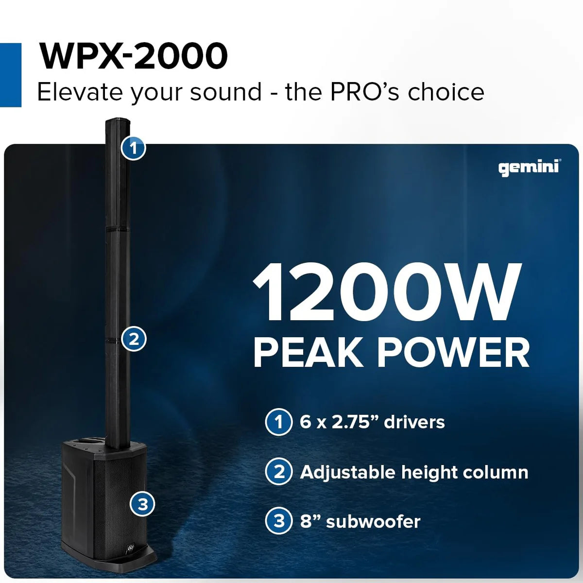 Gemini Active Column Array Speaker System WPX-2000