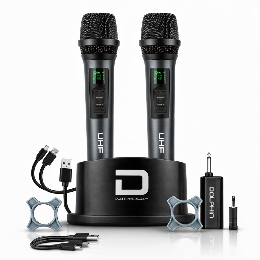 Dolphin MCX-852 Rechargeable UHF Wireless Microphone System 2 Microphones