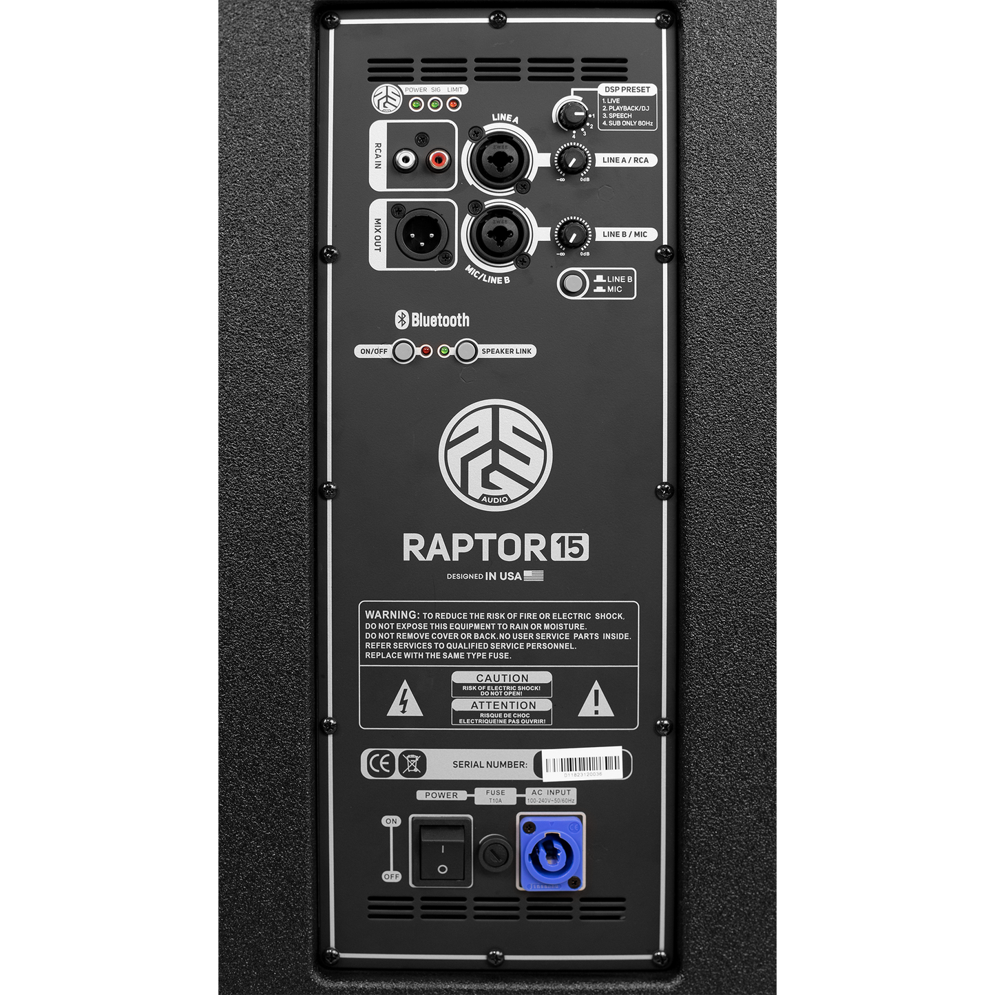 PSG Audio 15" Powered Column System 1000 Watts RMS and Bluetooth RAPTOR-15