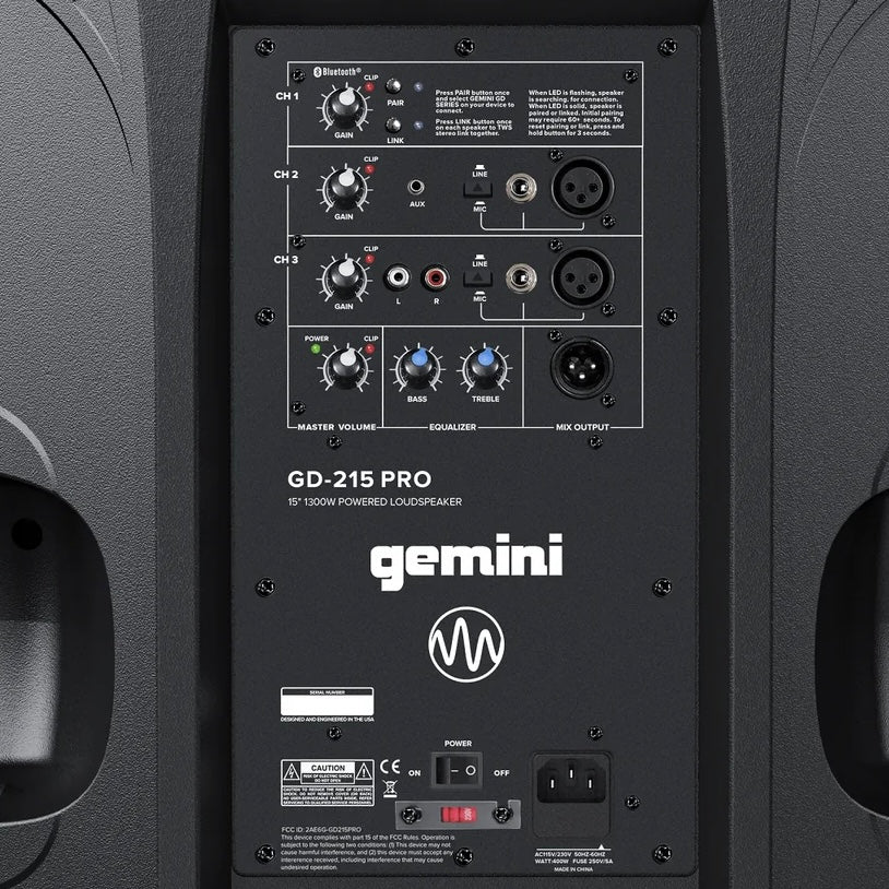 Gemini Active 15" Bluetooth Loudspeaker GD-215PRO