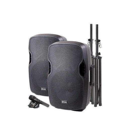 Gemini Combo Dual Speaker 15” Stands and Microphone PA-SYS15
