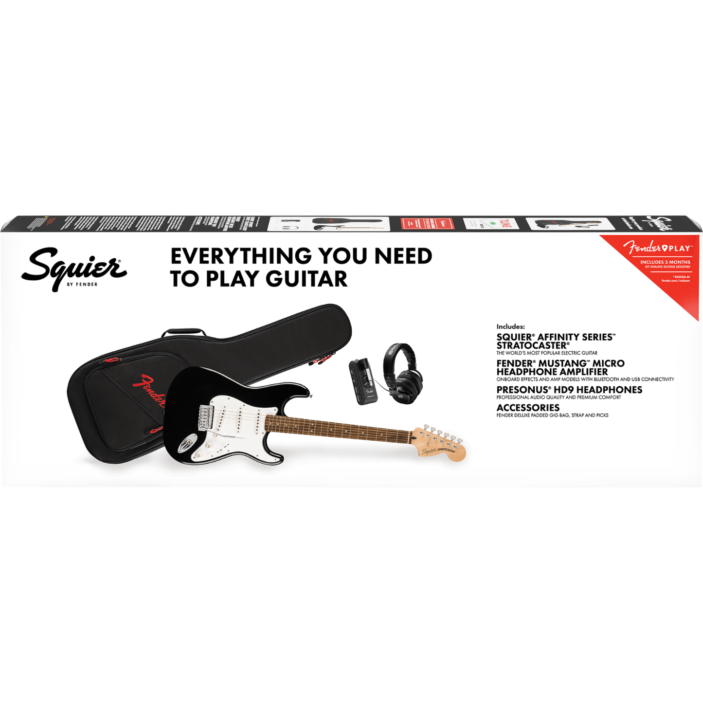 Squire Affinity Series Stratocaster Mustang Micro Pack | Raquel Certified