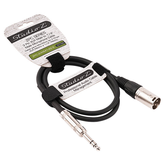 Studio Z Cable XLR MACHO A 1/4 STEREO 3’  ZPC-24XM14S-3
