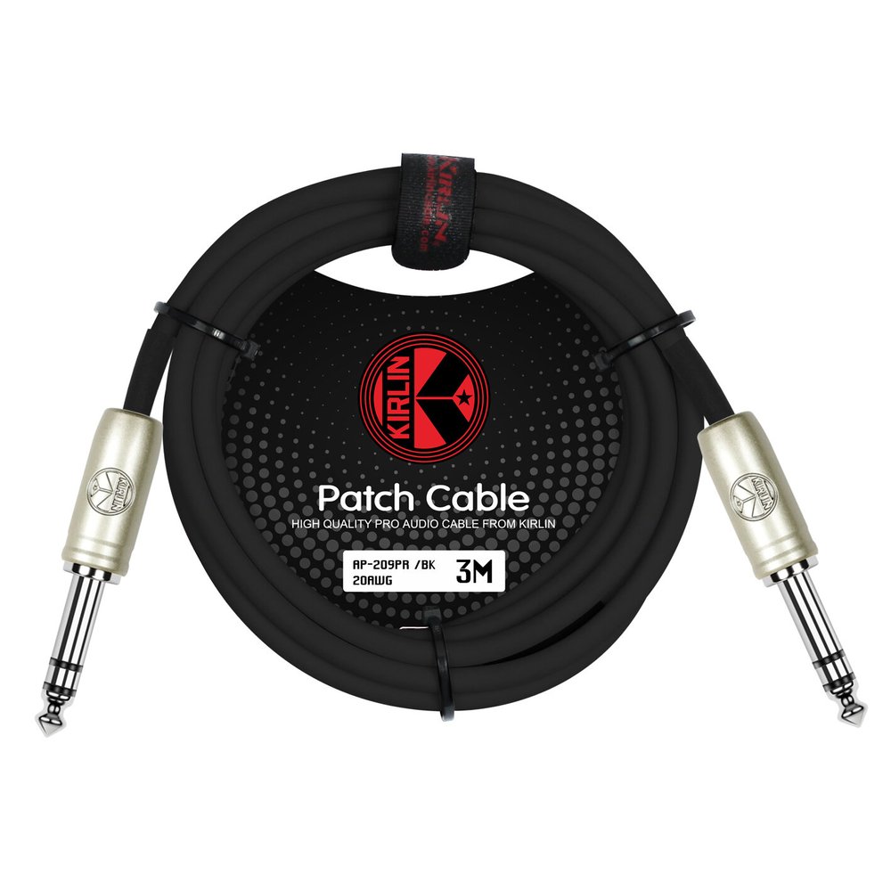 Kirlin AP-209PR/BK 10FT 1/4 TRS to 1/4 TRS Balanced Patch Cable