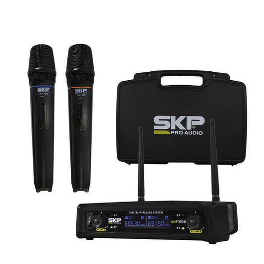 SKP Dual Handheld Microphone System with Case UHF-300D
