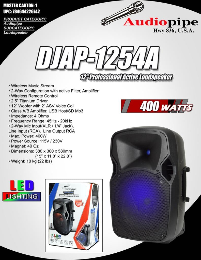 Audiopipe Active Speaker Djap-1254A 12”