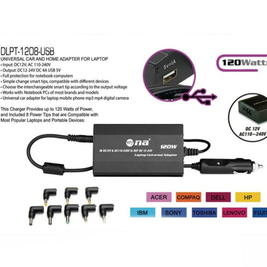 Na Universal Car/Home Adaptor for Laptop DLPT-1208-USB