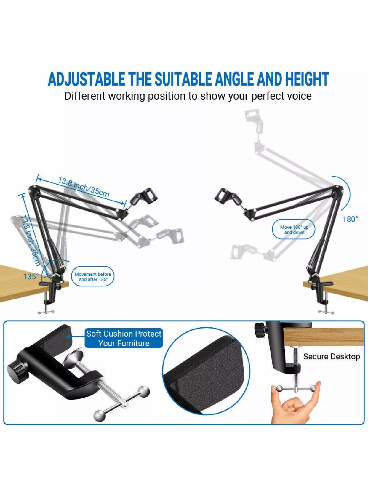 Adjustable Microphone Stand Suspension Boom