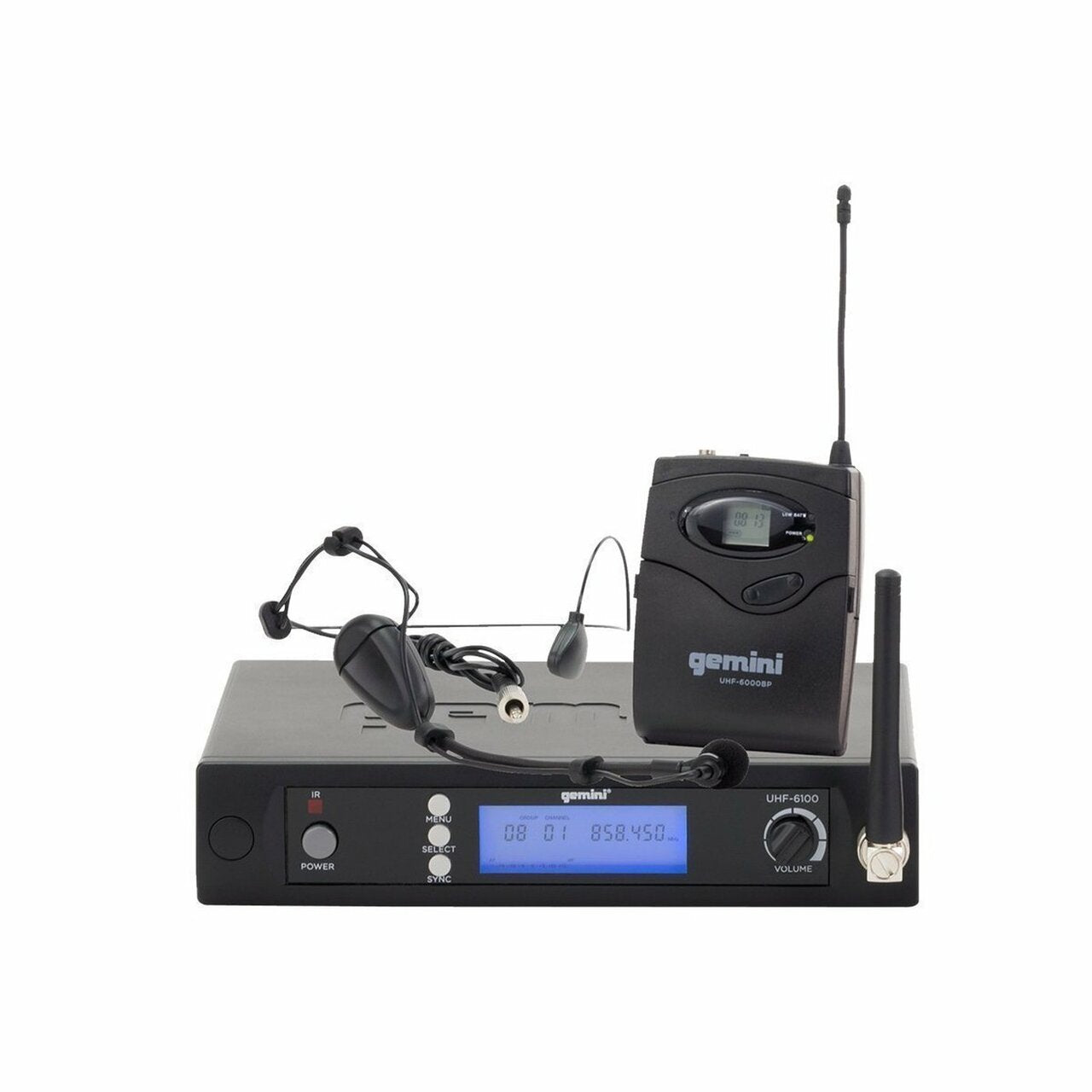 Gemini Headset Lavaliel Wireless Microphone UHF-6100HL